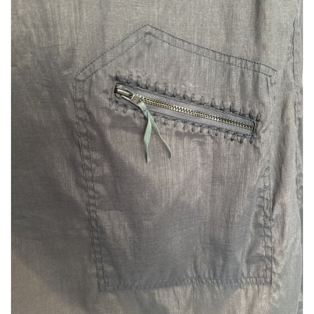 Truly By Part‎ Two Dress size12 Gray/Gold shiny Cotton peasant  Mini Pocket Zip - Picture 10 of 15